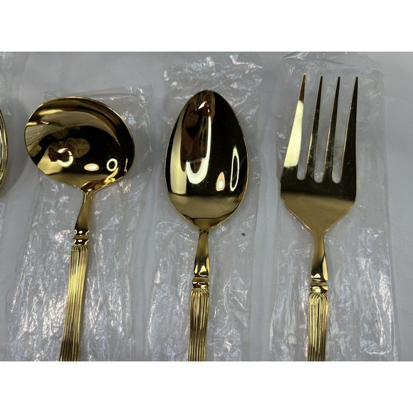 Vtg MCM GOLDEN CANNES HOME CONCEPTS 4-PIECE GOLD-ELECTROPLATE HOSTESS SET Japan‎ - Picture 4 of 9